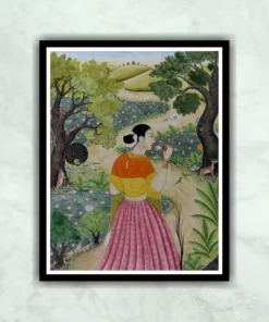 Shakuntala in Kangda Style Miniature Painting