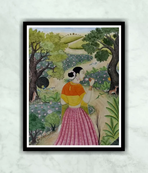 Shakuntala in Kangda Style Miniature Painting