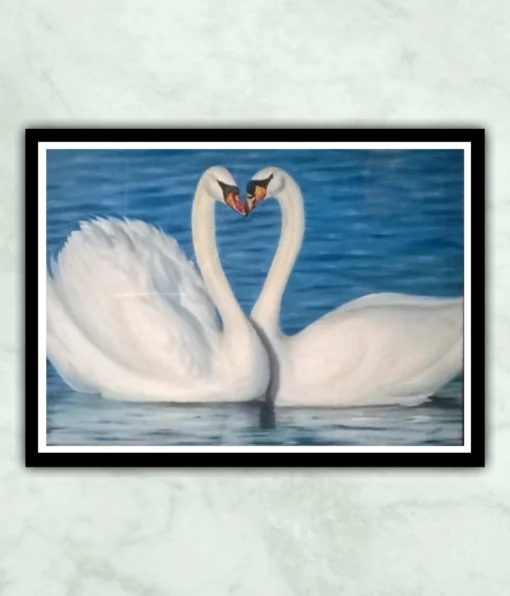 Beautiful Swan Pair Oil Painting