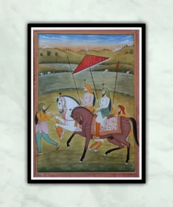 Hari Singh & Ranjeet Singh On Horse Miniature Painting