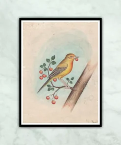 Mughal Bird on The Tree Miniature Painting for Living Room