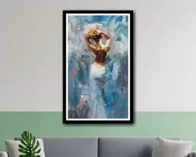 Abstract paintings shown on a wall