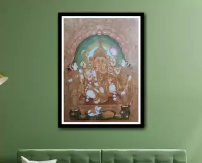 Tanjore paintings shown on a wall