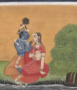 Radha Krishna Basholi Shaili Miniature Painting miniature painting