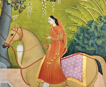 Lady with Horse Jammu School Miniature Painting miniature painting