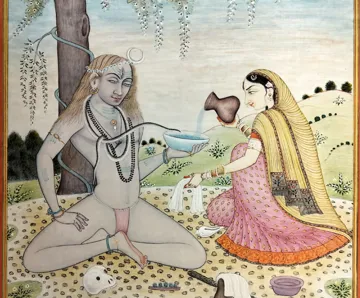 Lord Shiv Parvati Kangra Miniature Painting miniature painting