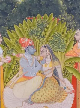 Radha Krishna Eternal Lovers in Kishangarh Style miniature painting