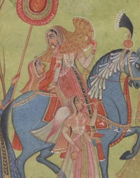 A Lady Riding A Blue Roan Kota Style Miniature Painting miniature painting