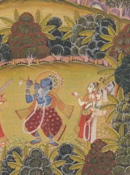Krishna Fluting For The Gopis Miniature Painting miniature painting