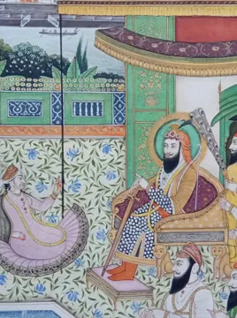 Ranjeet Singh Meets First Detective Lady Miniature Painting miniature painting