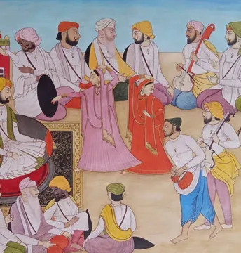 Maharaja Ranjit Singh Miniature Painting with Hari Singh miniature painting
