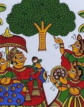 King and Queen Enjoying Music in Garden miniature painting