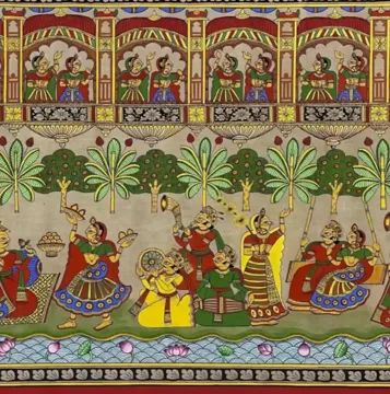 King & Queen Enjoying in Garden with Dance and Music miniature painting