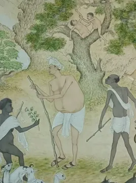 Forest Savior Tribal People Mughal Miniature Painting miniature painting
