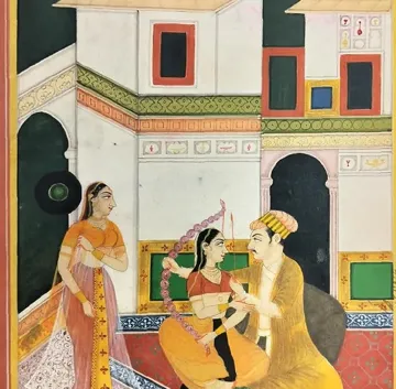 Baramasa Sawan Month Painting in Kangra Style miniature painting